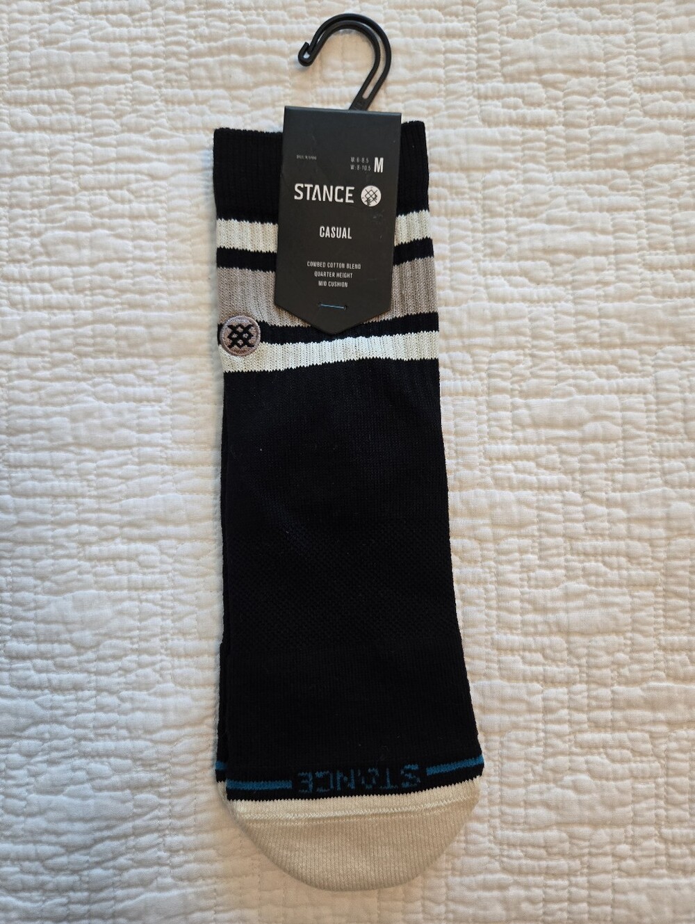 Stance Unisex Black & White Quarter Height Casual Socks Size M, M 6-8.5, W 8-10